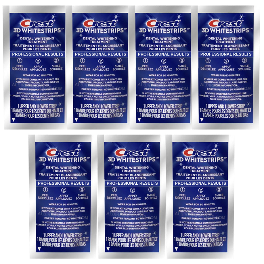Set 7x Benzi Albirea Dintilor, Crest, 3D White, Professional Results, 10% Concentratie, Tratament 7 zile, 30 min, Nivel Albire 12