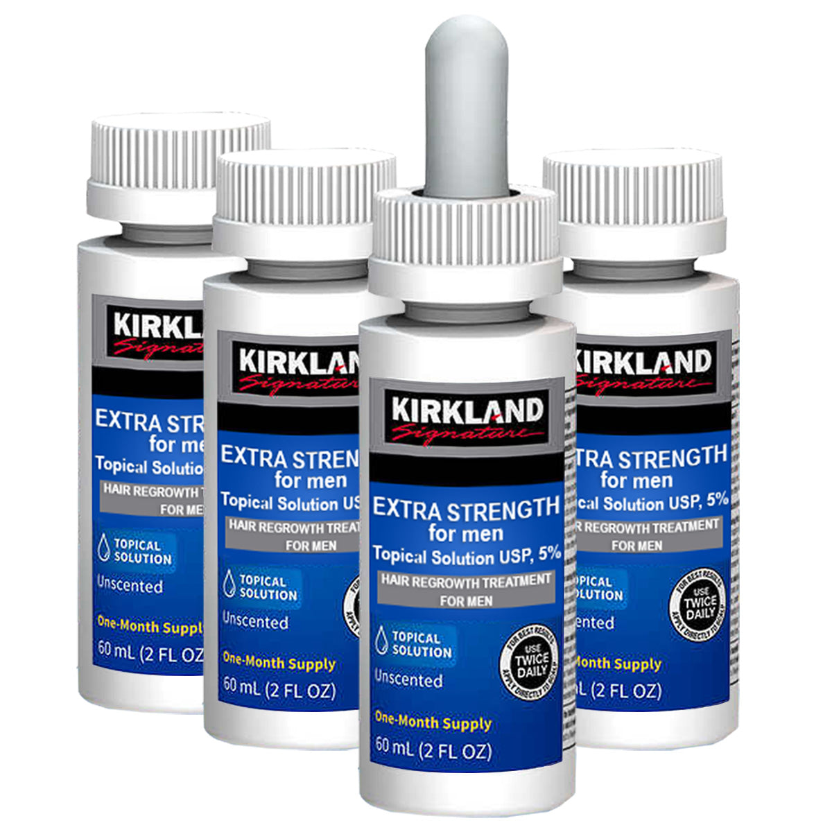 Set Tratament, Kirkland, Minoxidil 5%, Stimuleaza Cresterea si Opreste Caderea Parului, Pipeta Inclusa, 4 x 60ml