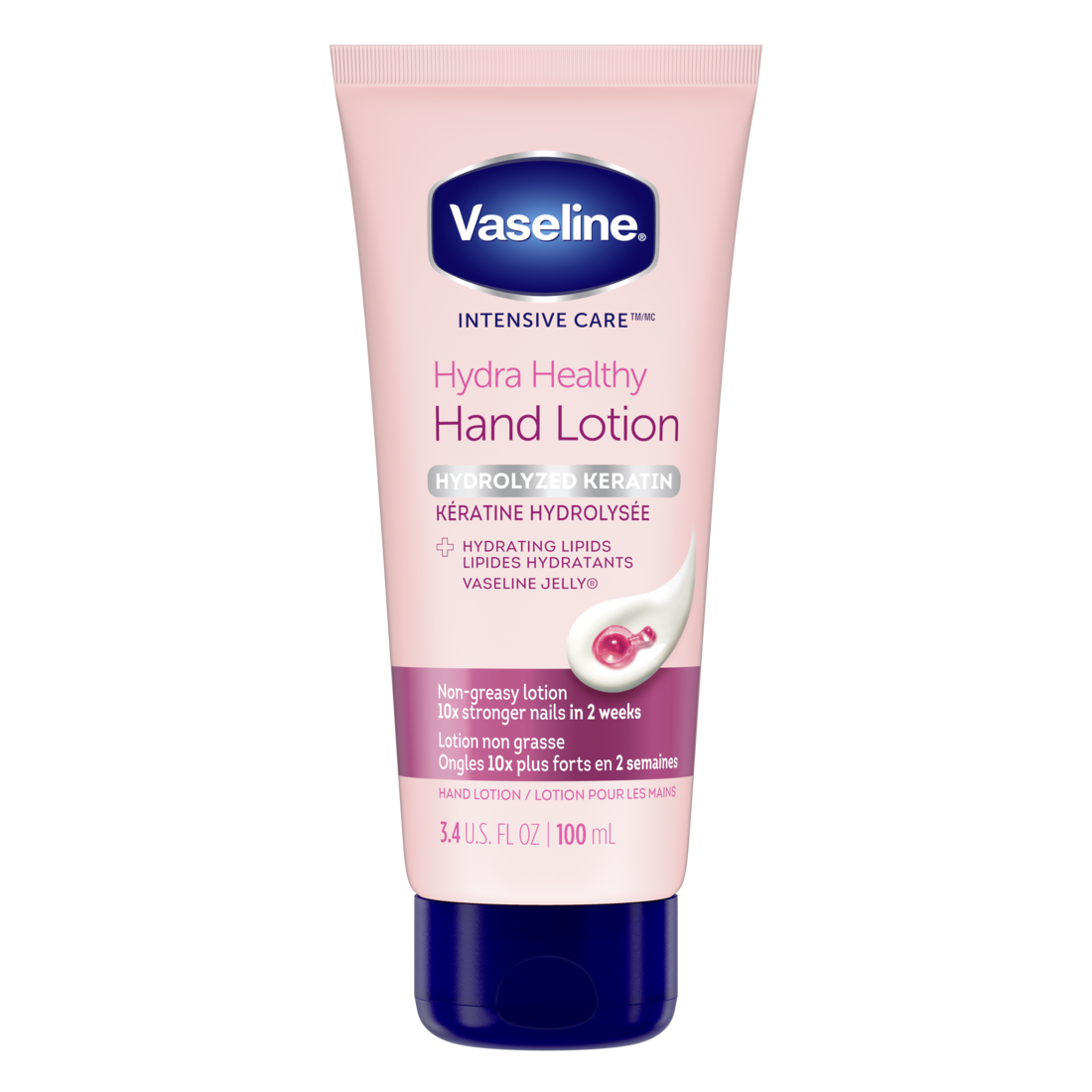 Cremă de Mâini, Vaseline, Intensive Care Healthy Hands & Stronger Nails, Întărește unghiile fragile, Hidratează și protejează pielea mâinilor, 100 ml