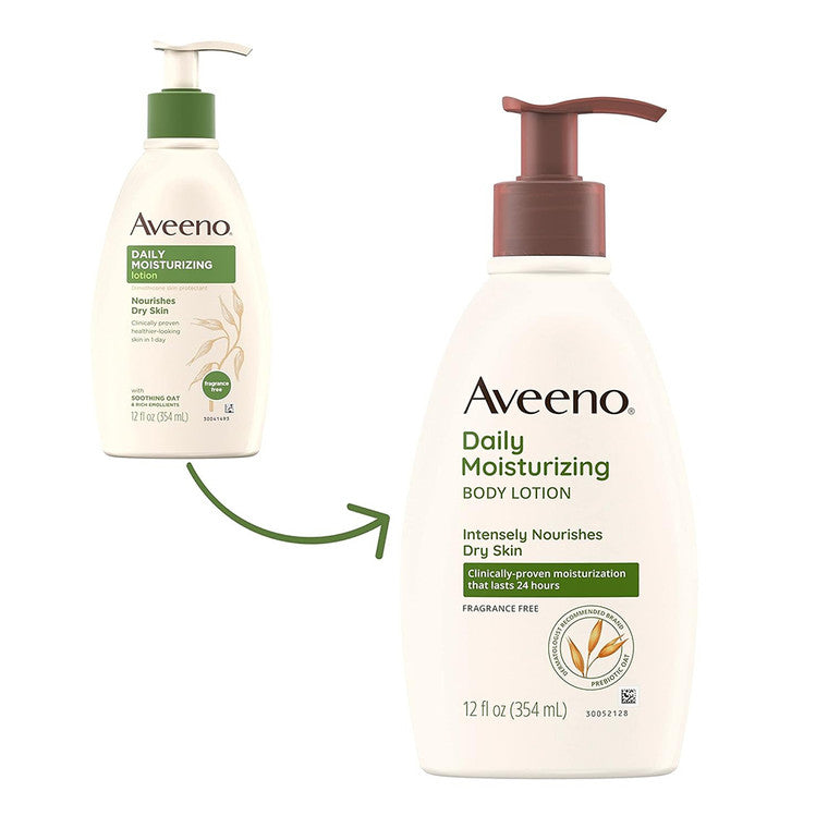 Loțiune corp, Aveeno, Daily Moisturizing, Fără parfum, Hidratantă & protectoare, 354 ml