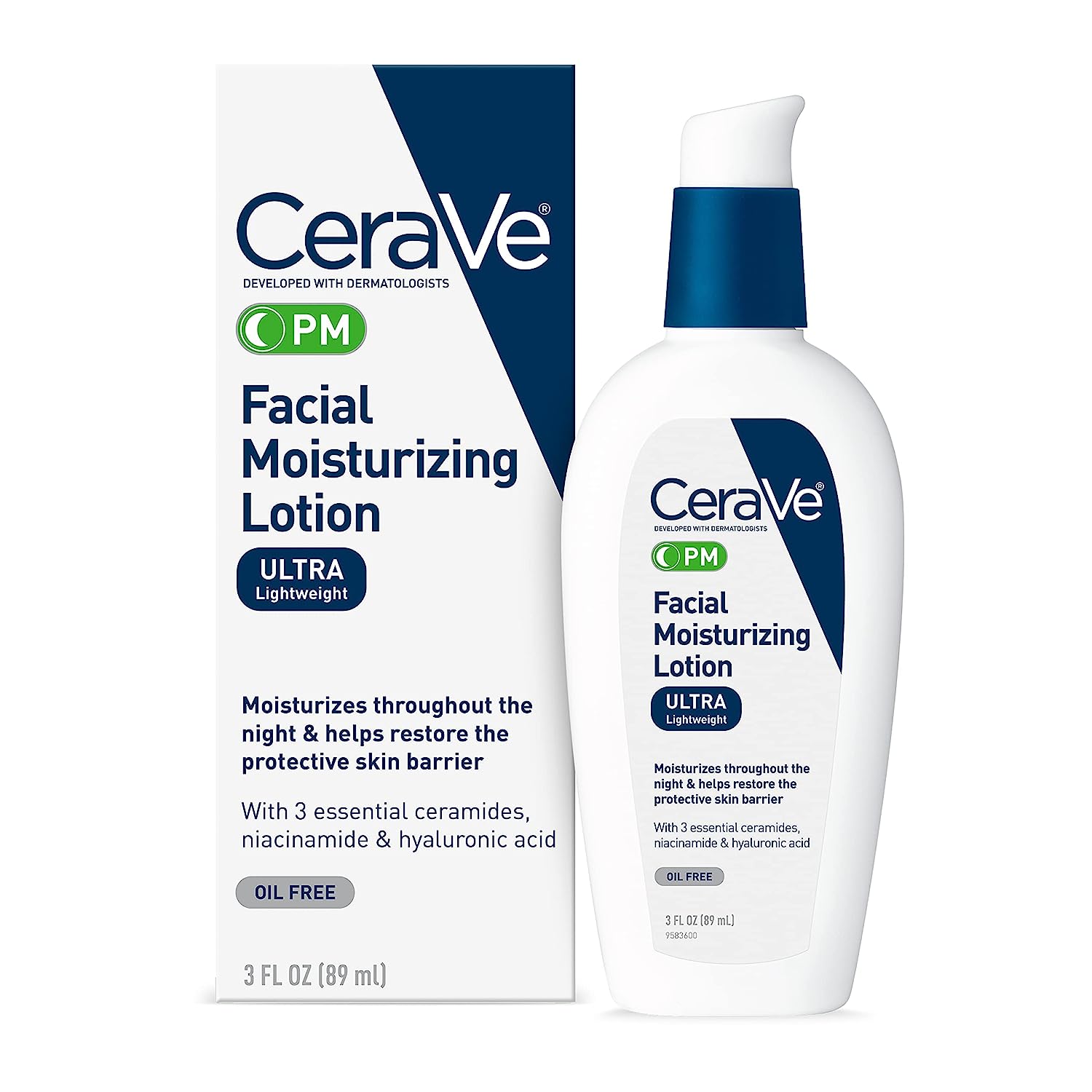 Lotiune de Fata, CeraVe, PM Moisturizing, Efect Intensiv Hidratant pe timp de Noapte, cu Acid Hialuronic, Ceramide si Niacinamide, 89ml