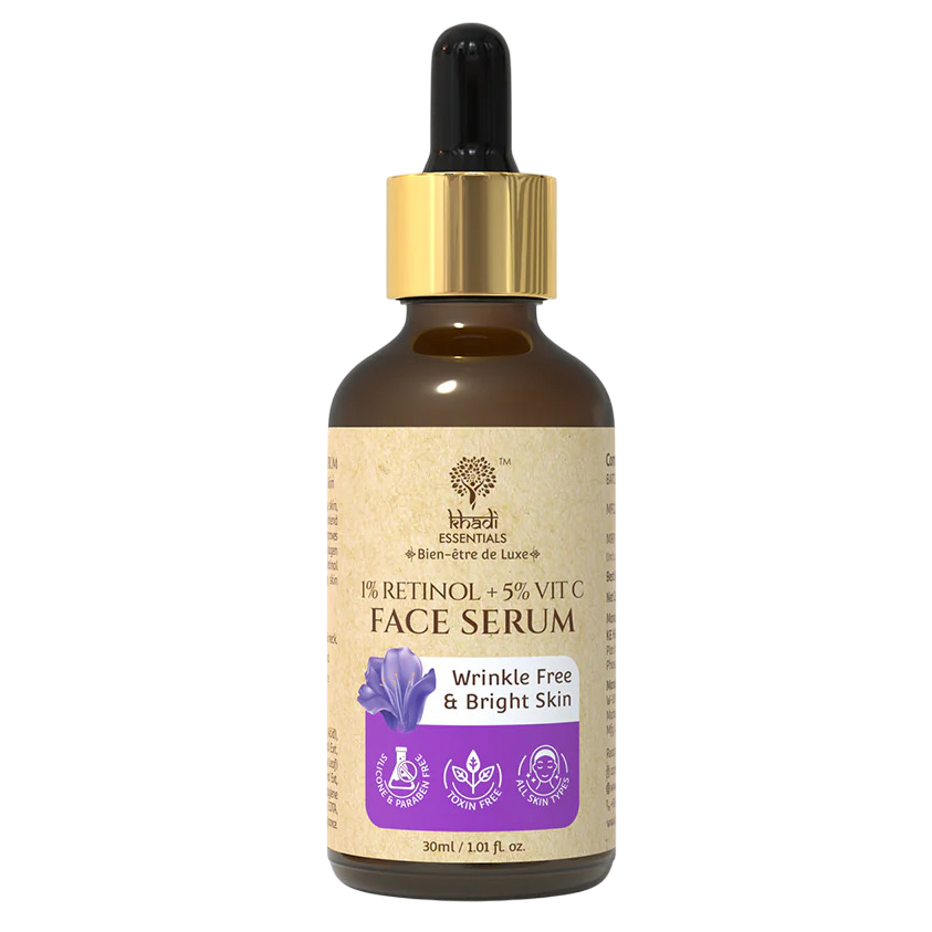 Ser de Fata, Khadi Essentials, cu 1% Retinol si 5% Vitamina C, Reduce Semnele de Imbatranire si Imbunatateste Textura Pielii, 30ml