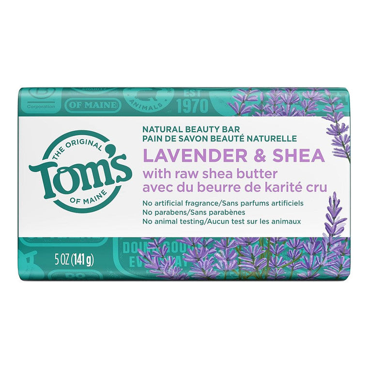 Săpun Solid, Toms of Maine, Natural Beauty Bar, Levănțică, Unt de Shea, 142 g