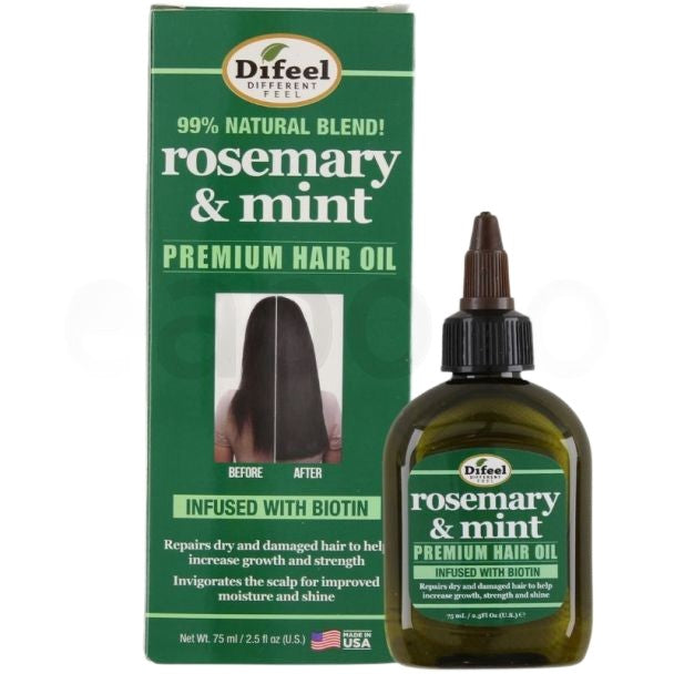 Ulei pentru Păr, Difeel, Rosemary & Mint Premium, Revigorare, Hrănire, Îngrijire Scalp, 75 ml