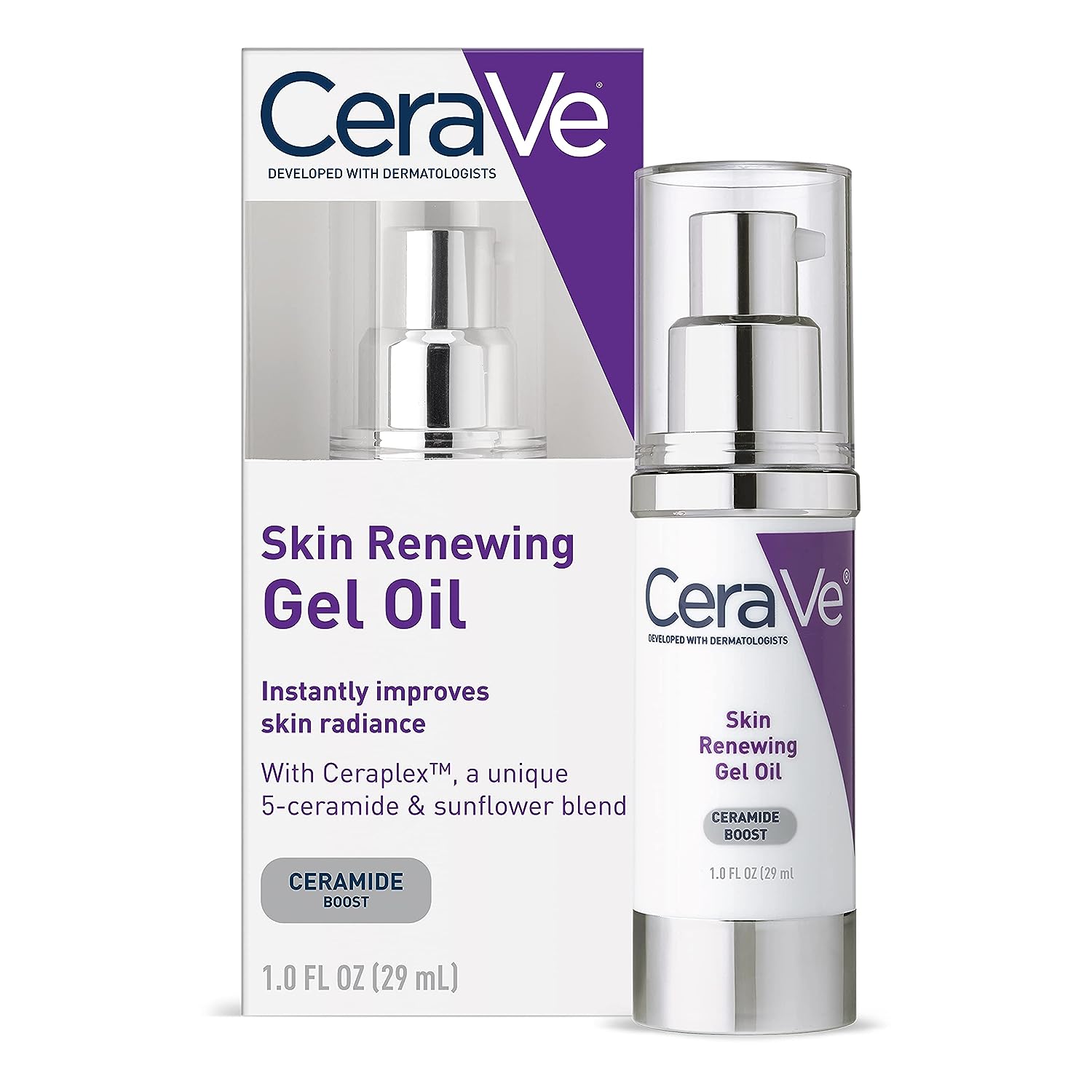 Ser de Fata, CeraVe, Skin Renewing Gel Oil, Anti-imbatranire, Anti-Rid, pentru o Hidratare in Profunzime, cu Ceramide si Acid Hialuronic, Non-Comedogenic, 29ml