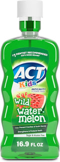 Apă de gură, ACT Kids, Anticavity Fluoride Rinse, Protecție Anti-Carii, Fără Alcool, Aromă Pepene Verde, 500 ml