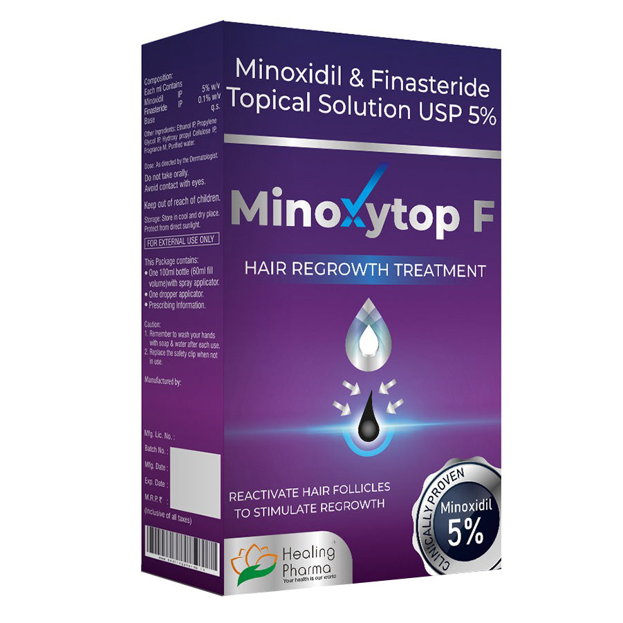 Solutie, Healing Pharma, Minoxytop F, impotriva Caderii Parului, Minoxidil 5% si Finasteride 0.1%, Pipeta si Pulverizator Incluse, Tratament 1 Luna, 60ml