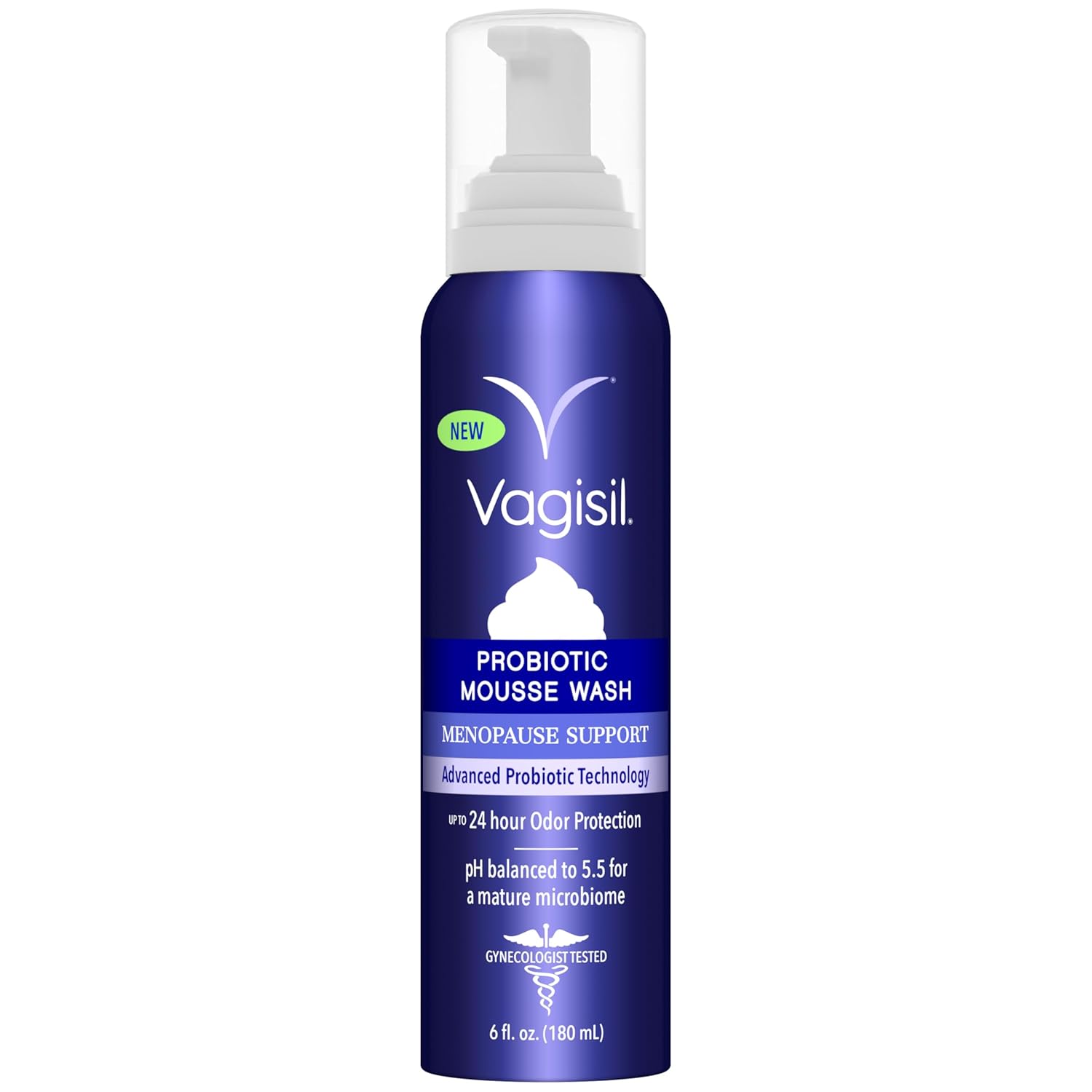 Spumă Probiotică Igienă Intimă, Vagisil, Menopause Support, Echilibru pH, Microbiom Matur, 24 Ore Freshness, 170 ml