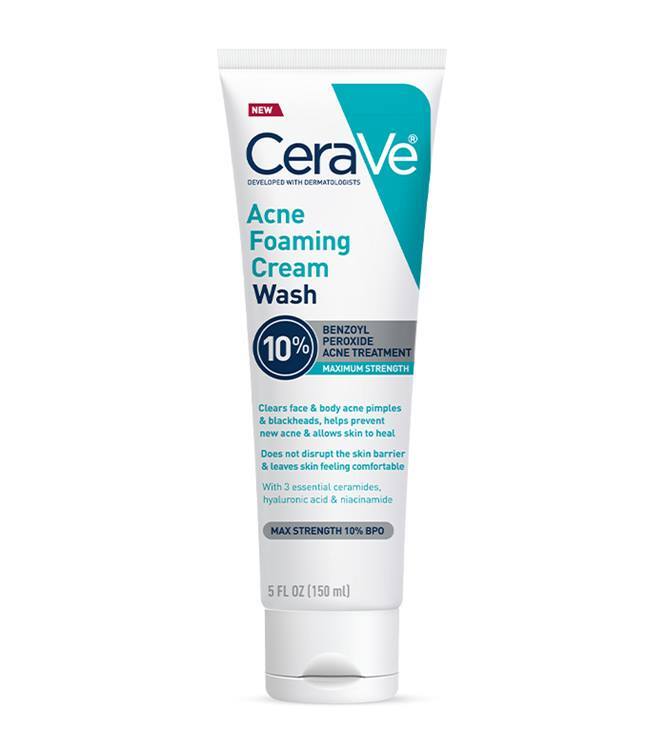 Crema de Spalare, CeraVe, Acne Foaming Cream Wash, pentru Piele Predispusa la Acnee, cu Peroxid de Benzoil 10%, 150ml