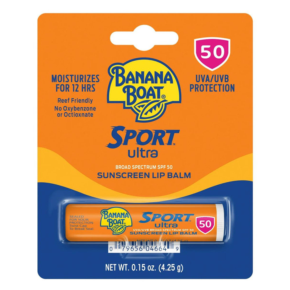 Balsam de buze sport cu SPF, Banana Boat Sport Performance, Lip Balm SPF 50+, Protejează buzele de soare și vânt, 4.25 g