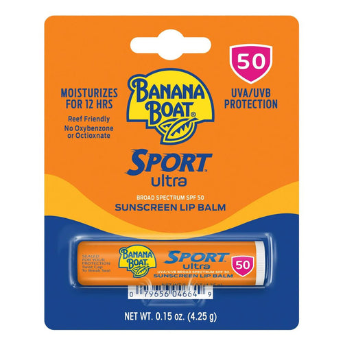 Balsam de buze sport cu SPF, Banana Boat Sport Performance, Lip Balm SPF 50+, Protejează buzele de soare și vânt, 4.25 g