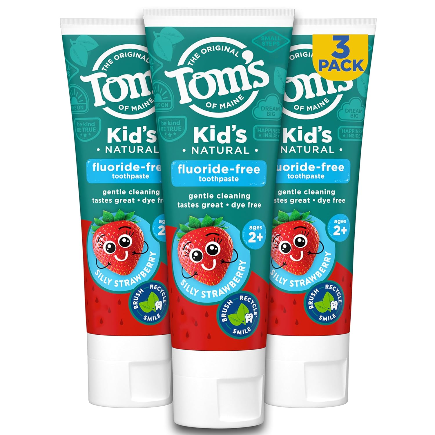 Pastă de dinți pentru copii, Tom's of Maine, Silly Strawberry, Fără fluor, Vârsta 2+, 145 g