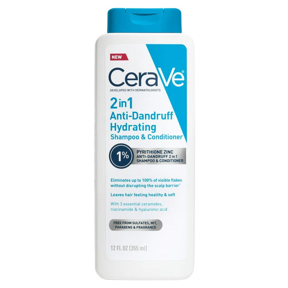 Sampon si Balsam 2in1, CeraVe, Anti-Matreata, cu Pirition Zinc 1%, Indeparteaza Eficient Matreata si Hidrateaza Parul, 355ml