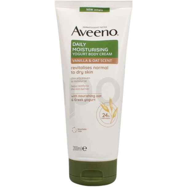 Loțiune Corp, Aveeno, Daily Moisturising, Hidratare, Catifelare, Aromă Iaurt & Vanilie, 200 ml