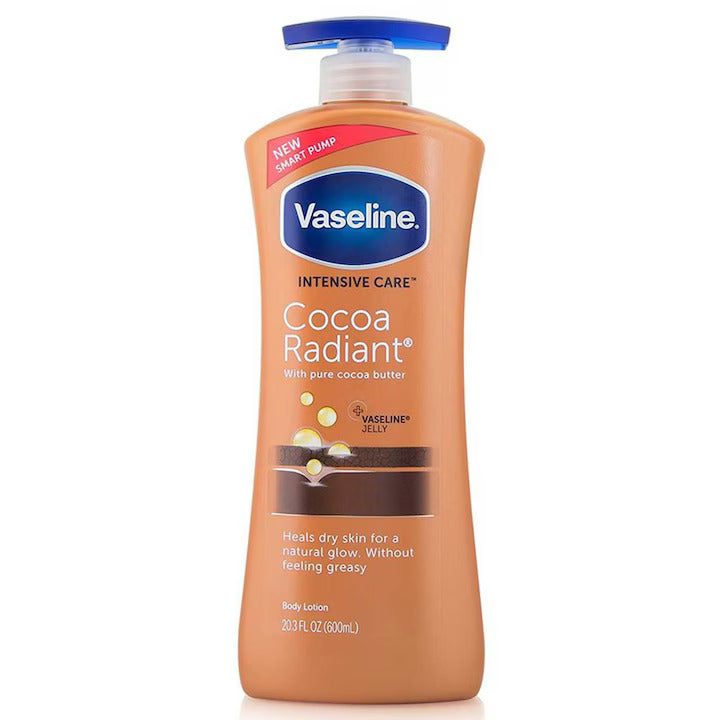 Lotiune de Corp, Vaseline, Cocoa Radiant, cu Unt de Cacao, pentru Catifelarea Pielii, Hidratare Intensa, 600ml