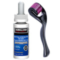 Set Tratament Cresterea Parului, Kirkland, Minoxidil 5%, Pipeta Inclusa, 1x Flacon 60ml, 1x Dermaroller 540 ace