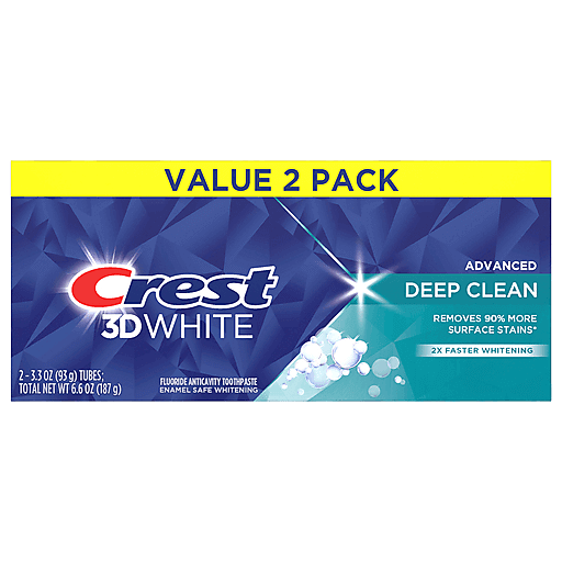 Set 2x Paste de Dinti, Crest, 3D White, Deep Clean, Indeparteaza Petele de Suprafata, 93gr