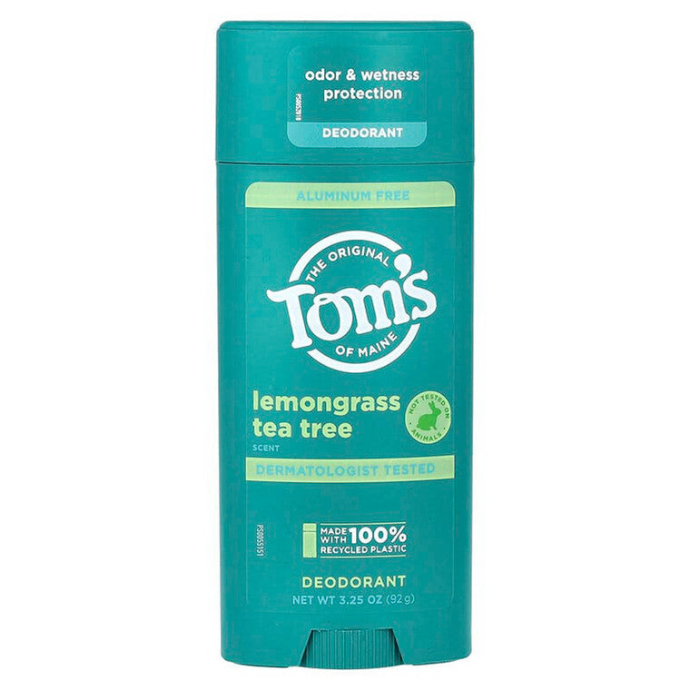 Deodorant solid, Tom's of Maine, Lemongrass Tea Tree, Fără aluminiu, Prospețime herbal, 92 g
