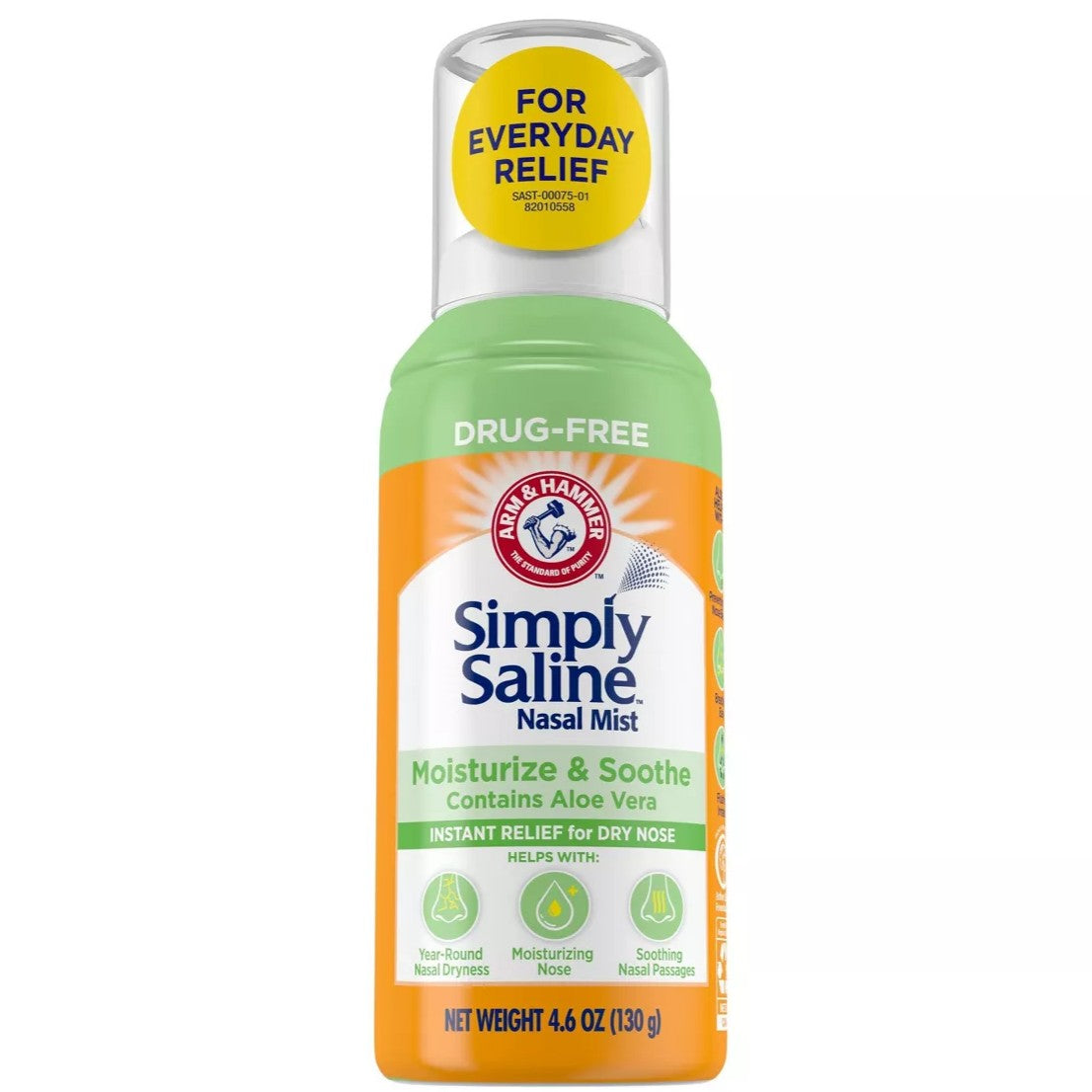 Spray Nazal, Arm & Hammer, Simply Saline Nasal Mist, pentru Hidratarea si Calmarea Mucoasei Nazale, cu Aloe Vera, 130gr