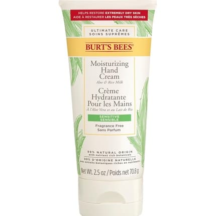 Cremă de mâini, Burt's Bees, Aloe & Rice Milk, Hidratare Delicată, Protecție, Pentru Piele Sensibilă, 70.8 g