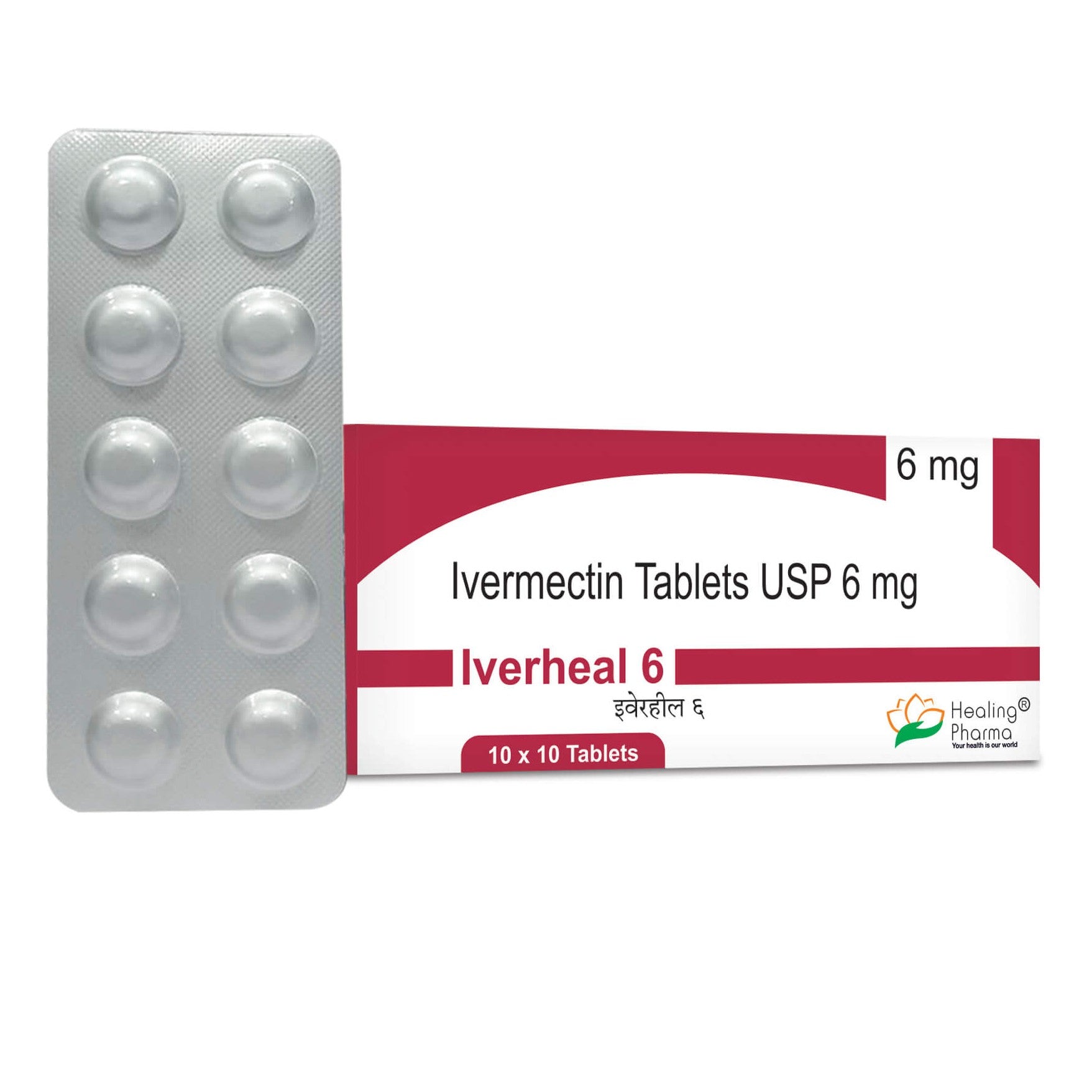 Supliment, Healing Pharma, Iverheal, cu Ivermectina 6 mg, Utilizat in Tratamentul Infectiilor Parazitare, 10x10 tablete