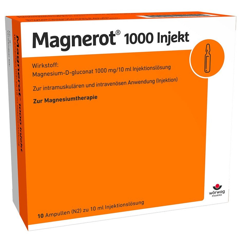 Solutie Injectabila, Worwag Pharma, Magnerot 1000, pentru Deficientele de Magneziu, Destinat Administrării Intravenoase, 10 fiole x 10ml