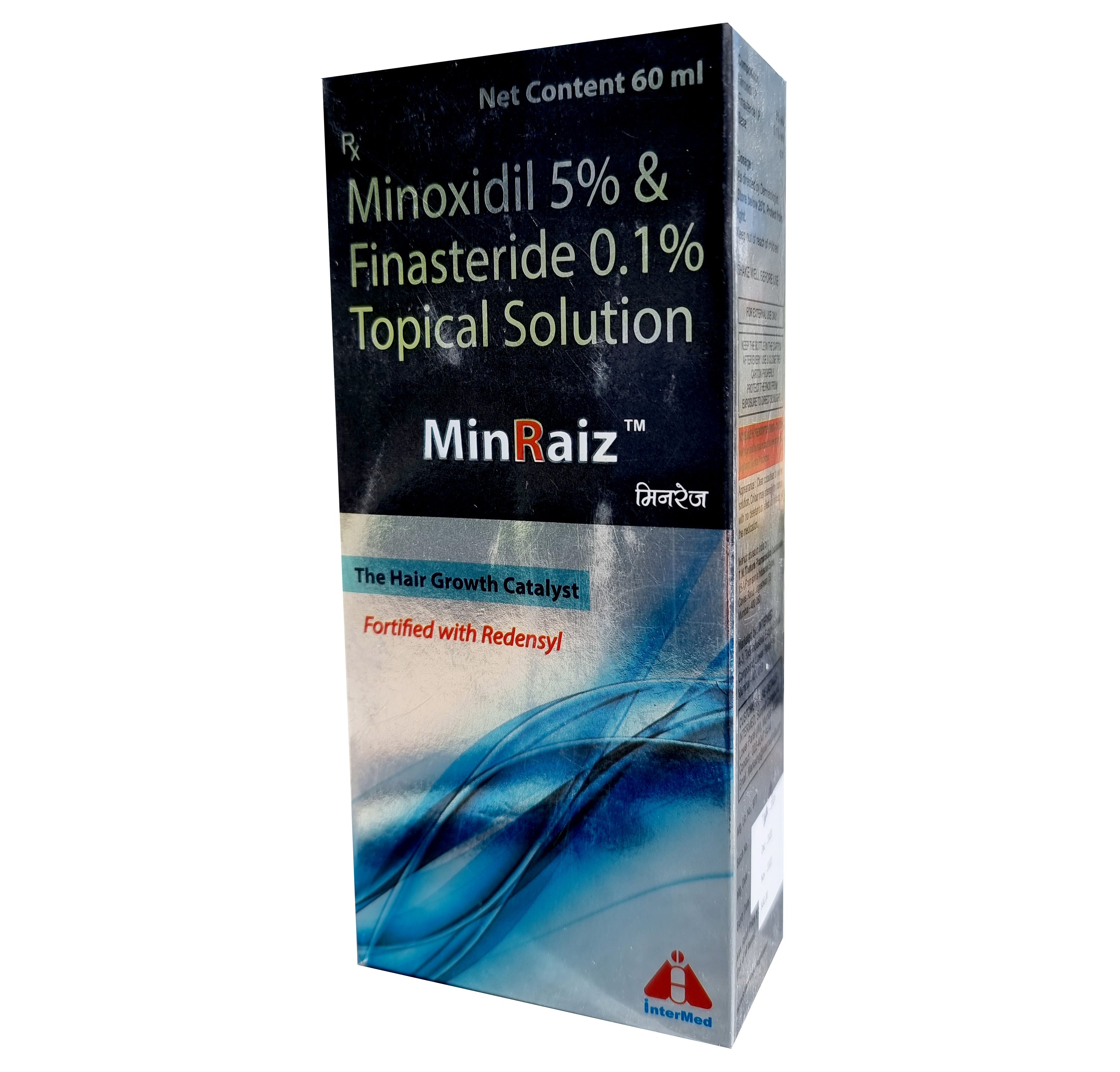Solutie, MinRaiz, impotriva Caderii Parului, Minoxidil 5% si Finasteride 0.1%, Pipeta si Pulverizator Incluse, Tratament 1 Luna, 60ml