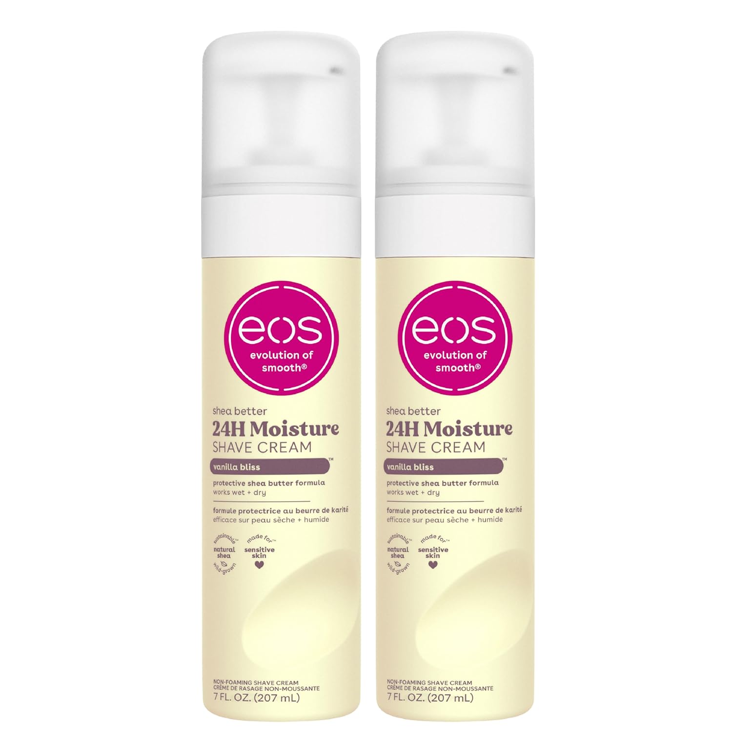 Cremă de ras, Eos, Shea Better, Unt de shea & aloe vera, Set 2 bucăți, 207 ml