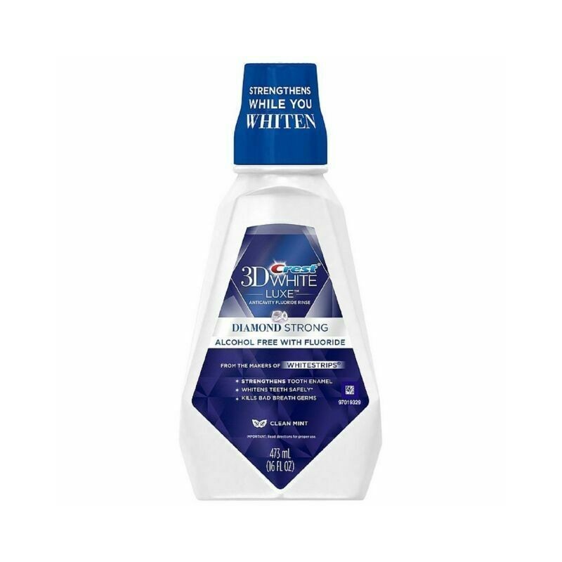 Apa de Gura, Crest, 3D White, Diamond Strong, Intarirea Smaltului si Albirea Dintilor, 473ml