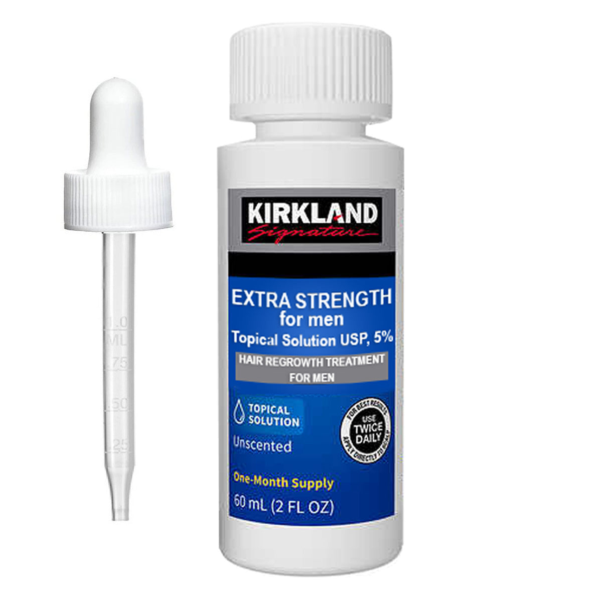 Solutie, Kirkland, Minoxidil 5%, pentru Stimularea Cresterii Parului si a Barbii, Pipeta Inclusa, 1x 60ml