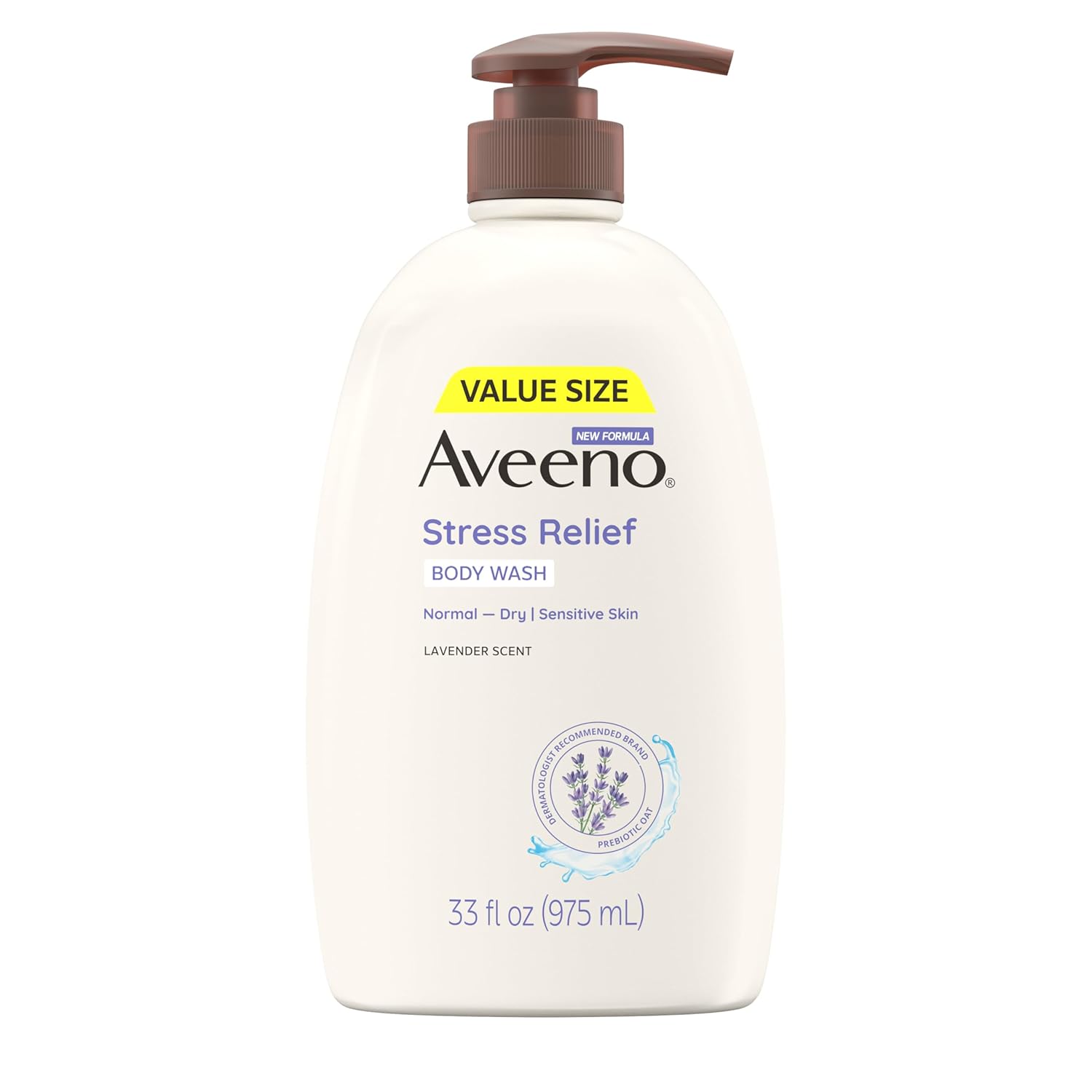 Gel de duș, Aveeno, Stress Relief, Lavandă calmantă, Ovăz prebiotic, Relaxare, 1 L