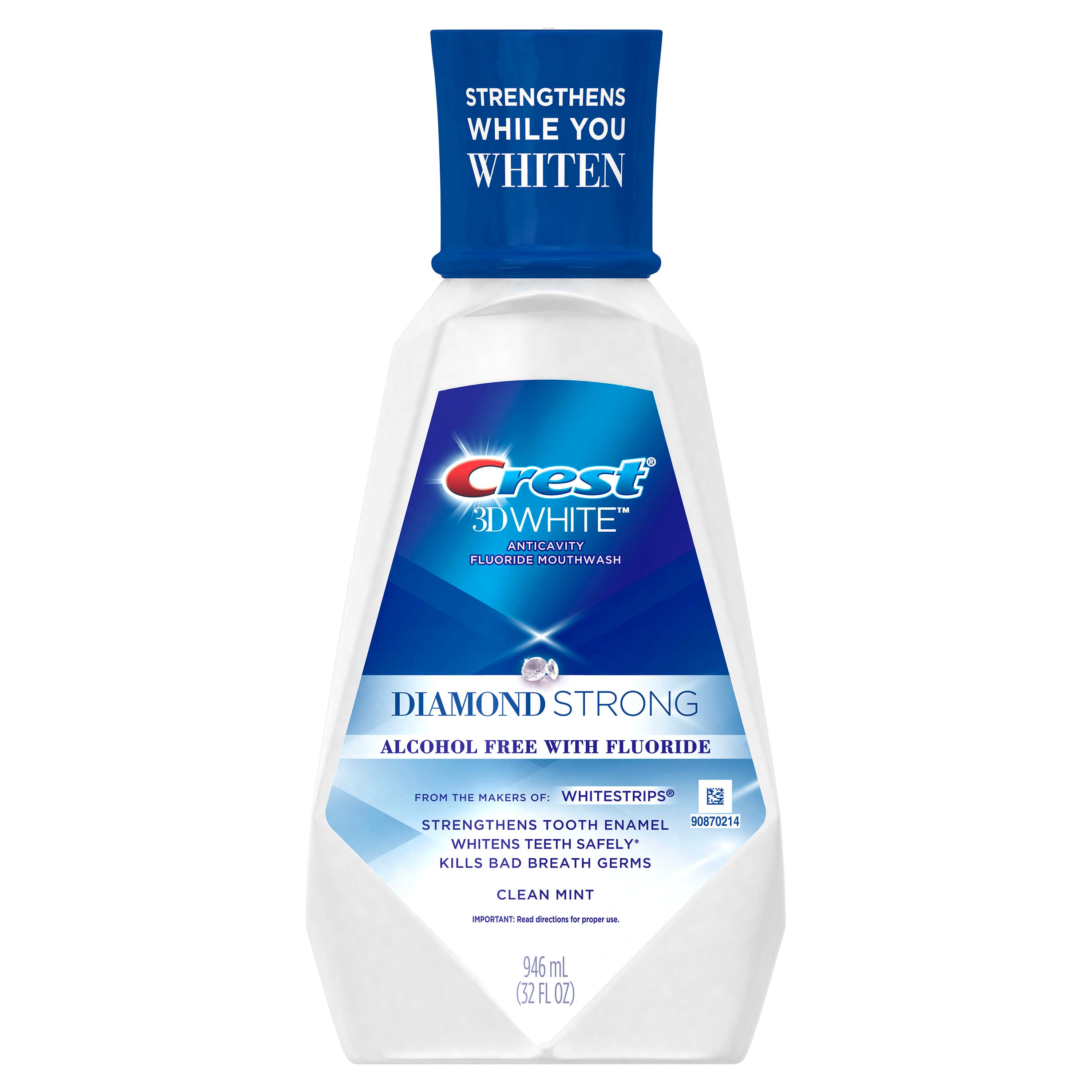 Apa de Gura, Crest 3D Diamond Strong, fara Alcool, Efect Albire Intensiva, 946ml