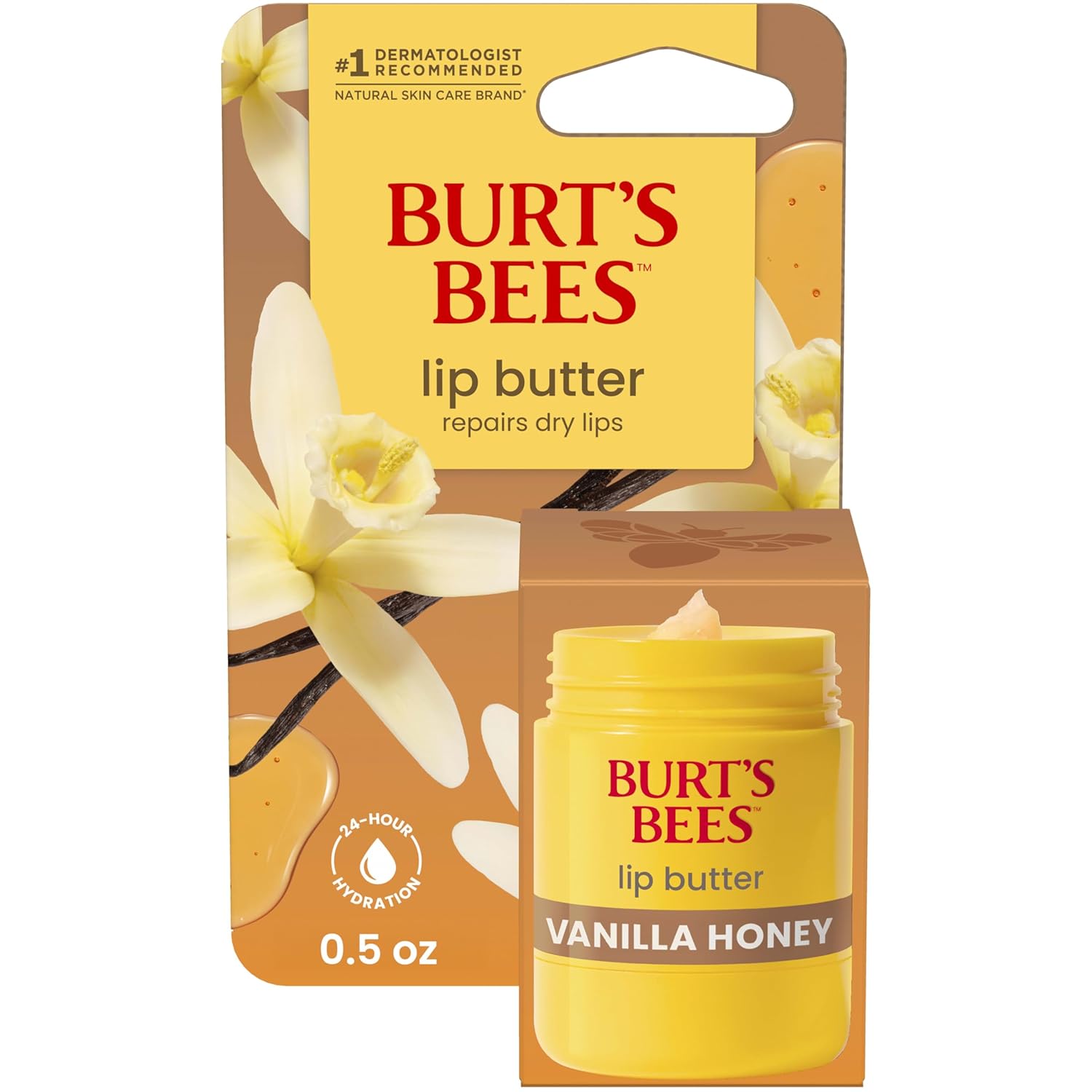 Unt de buze, Burt's Bees, Vanilla Honey, Hrănește instantaneu, Unt de shea & mango, 14 g