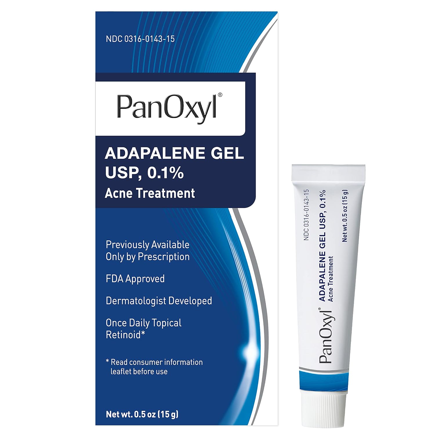 Gel de Fata, PanOxyl, Acne Treatment, Adapalene, Anti-Acnee, Retinol 0,1%, pentru Piele Sensibila, impotriva Rosetii si Iritatiilor, 15gr