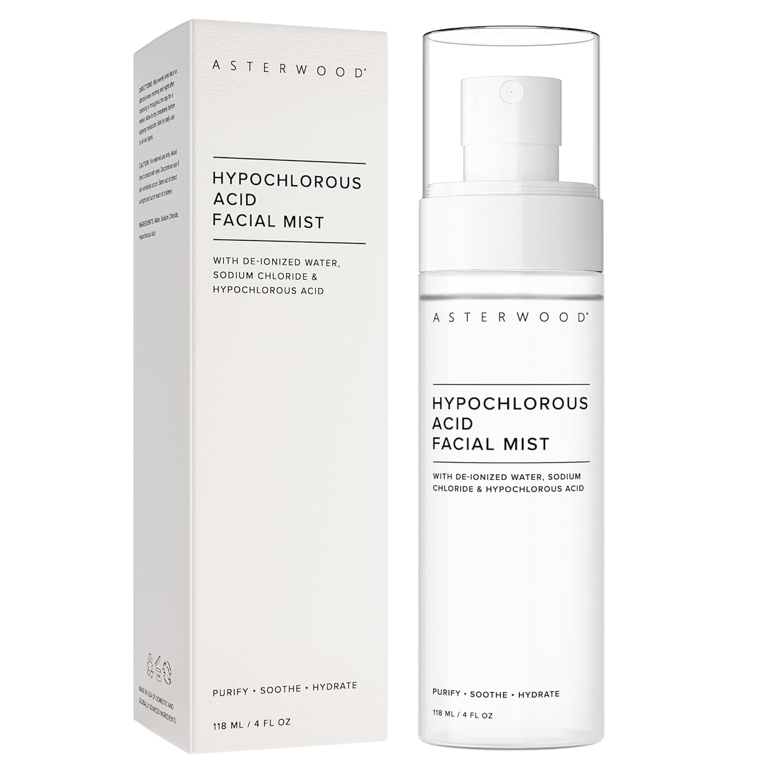 Spray cu acid hipocloros, Asterwood, Pentru față, Ajută la acnee/roșeață/iritație, 4 fl oz