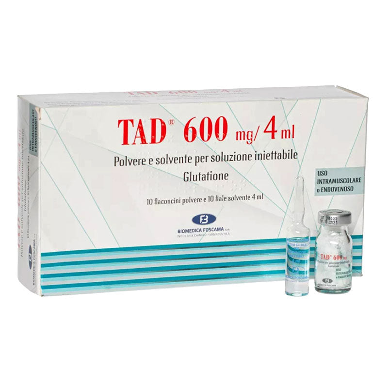 Glutation, Biomedica Foscama, TAD, Antioxidant, 10 fiole pulbere, 10 fiole solvent, 600mg/4ml