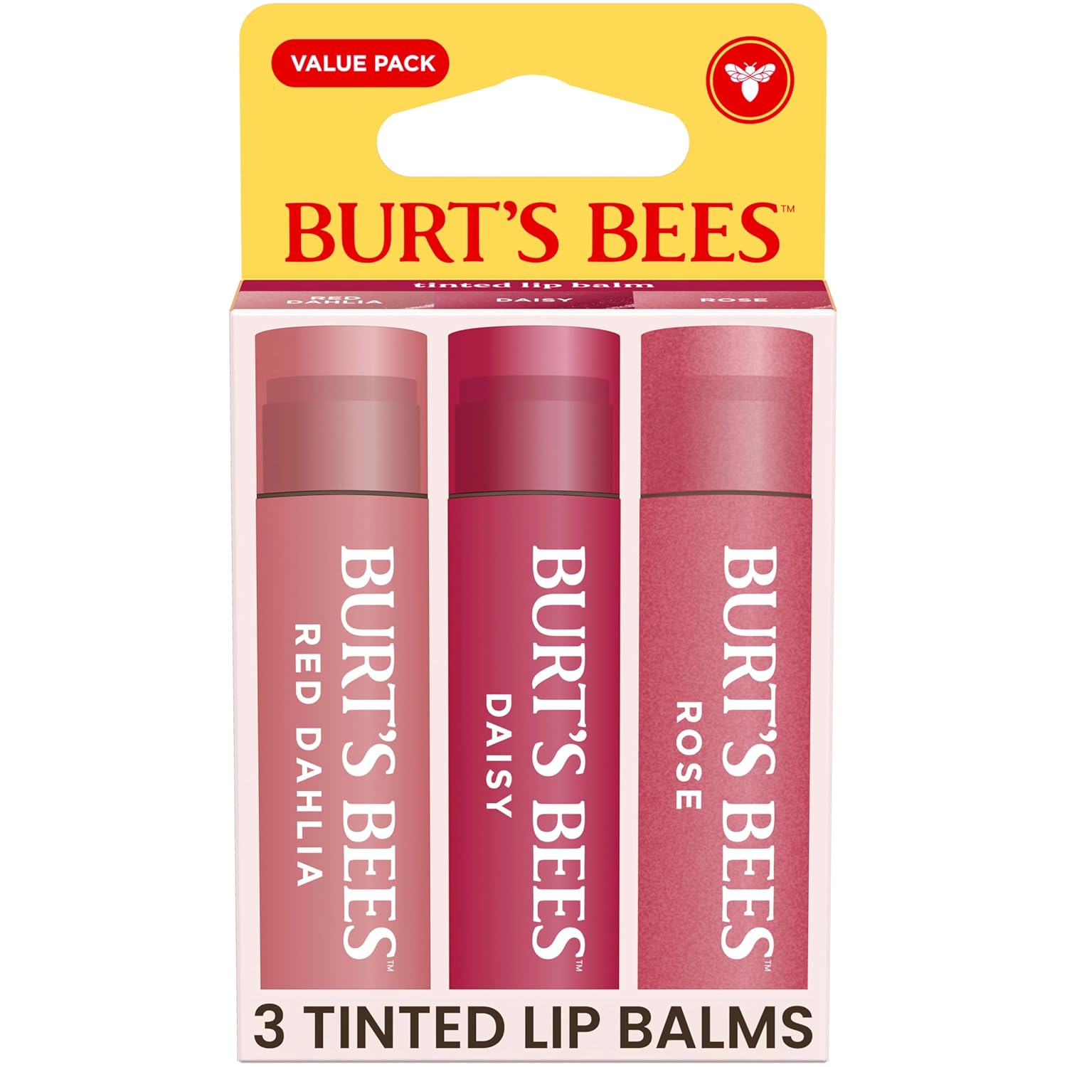 Balsam de buze, Burt's Bees, Valentine's Day, Duo Tinted, Hidratant cu unt de shea, Set 3 bucăți