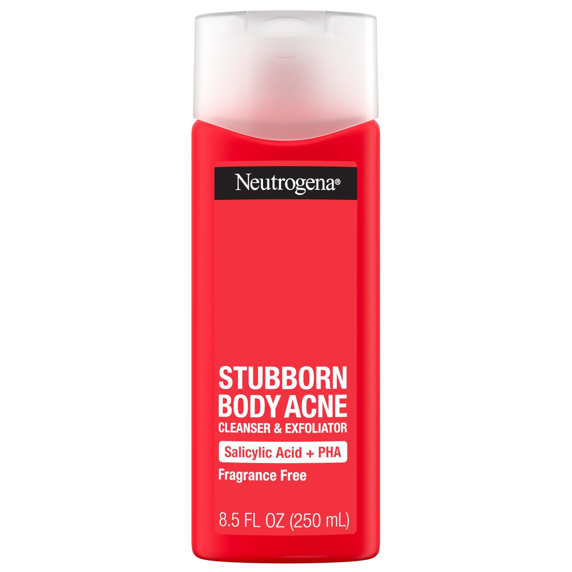 Gel de Curatare, Neutrogena, Stubborn Body Acne, Exfoliaza Delicat si Trateaza Eficient Acneea de pe Corp, cu Acid Salicilic si PHA, fara Parfum, 250ml
