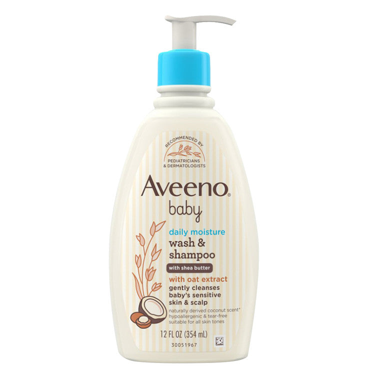 Gel de duș & șampon, Aveeno, Daily Moisture, Unt de shea + extract de ovăz, 354 ml