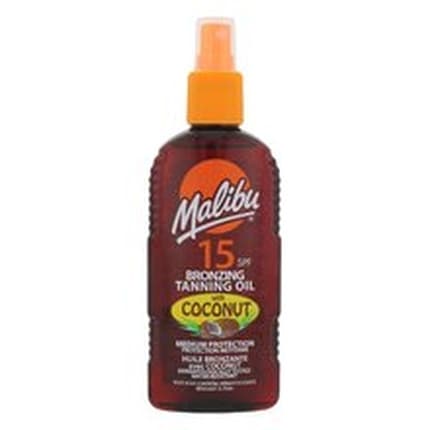 Spray ulei bronzare, Malibu, Tanning Oil Coconut SPF 15, Bronzare Hidratantă, Protecție Medie, Aplicare Ușoară, 200 ml