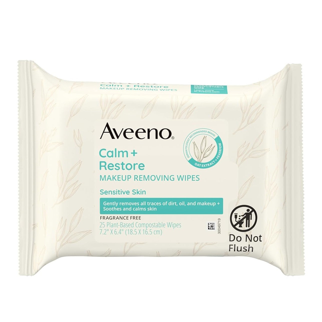Servetele Demachiante, Aveeno, Calm + Restore, pentru Ochi, Buze si Fata, Indeparteaza Eficient Machiajul, pentru Pielea Sensibila, cu Extract de Ovaz, fara Alcool, 25 buc