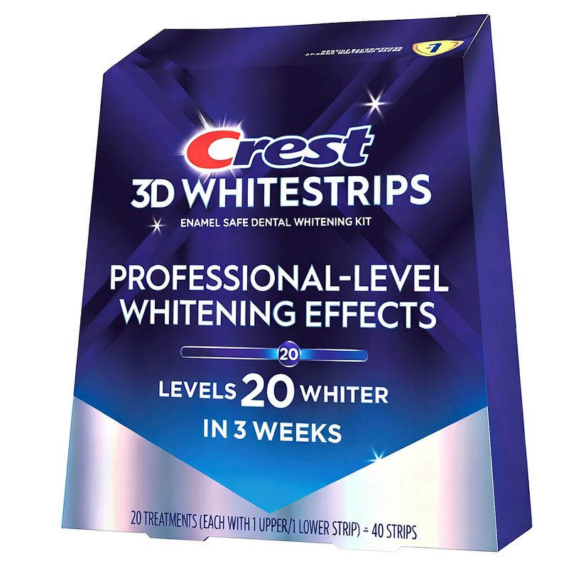 Set 20x Benzi Albirea Dintilor, Crest, 3D White, Professional-Level Whitening Effects, 10% Concentratie, Tratament 20 zile, 45 min, Nivel Albire 20