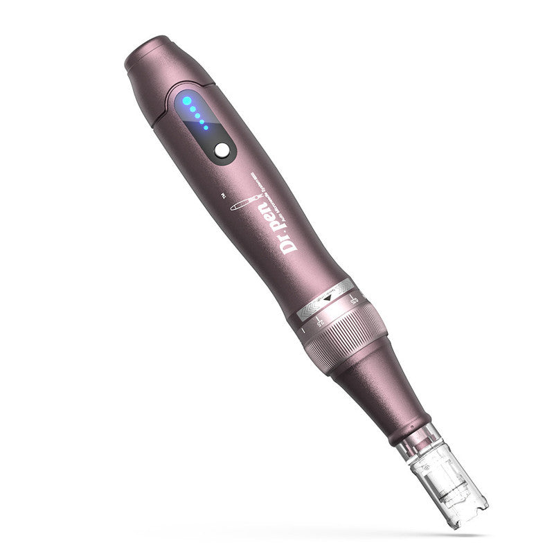 Creion cu Micro-Ace din Titan, Dermapen, Dr. Pen, Ultima A10, pentru Electroporare, impotriva Ridurilor si Imbatranirii, fara Fir, 2x Rezerve 12 pini, Adancime 0.25 - 3.00 mm, 5 viteze