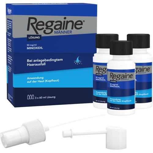 Solutie pentru Cresterea Parului, Johnson & Johnson, Regaine, Minoxidil 5%, Pulverizator Inclus, 3x 60ml