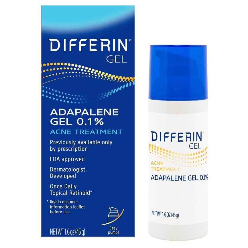 Gel de Fata, Differin, Acne Treatment, Adapalene, Anti-Acnee, Retinol 0,1%, pentru Piele Sensibila, impotriva Rosetii si Iritatiilor, 45gr