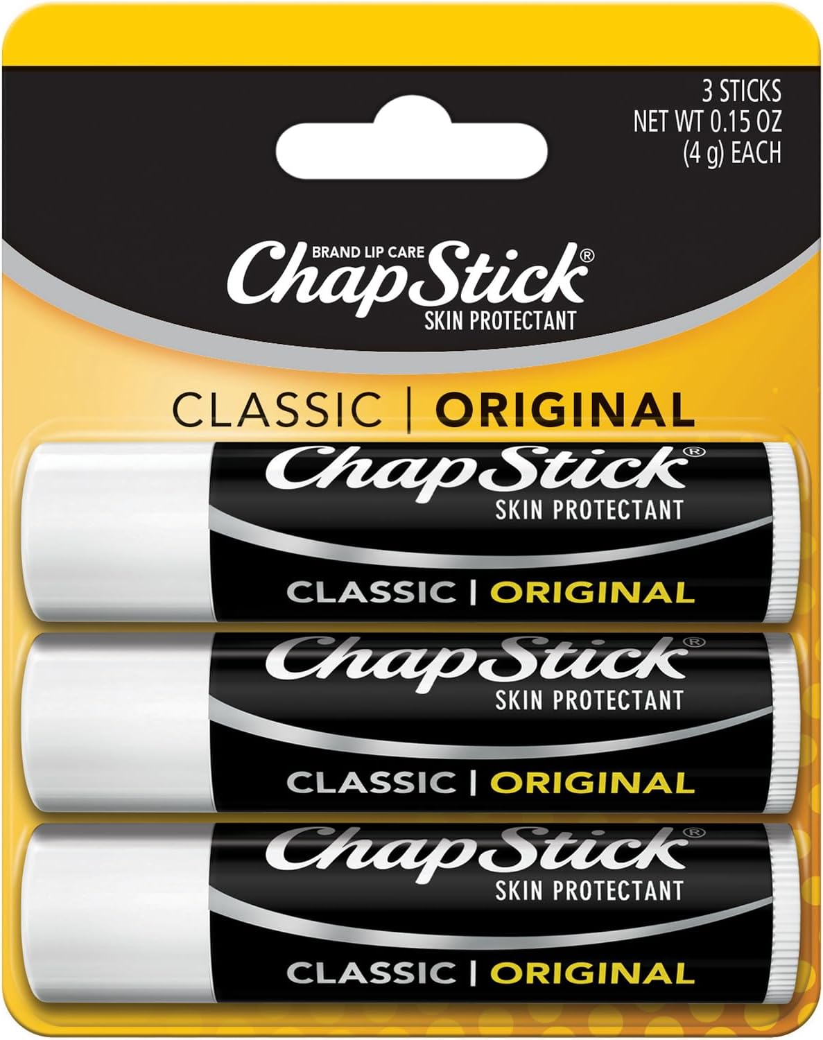Balsam de buze, ChapStick, Original, Clasic, Pachet 3 bucăți, Hidratare zilnică, 3 x 4.25 g