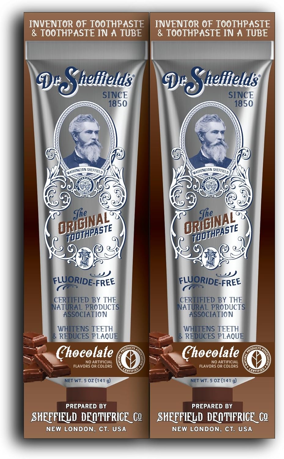 Pastă de dinți naturală, Dr. Sheffield's, Chocolate, Fără fluor, Împrospătare respirație, Albire dinți, 140 g