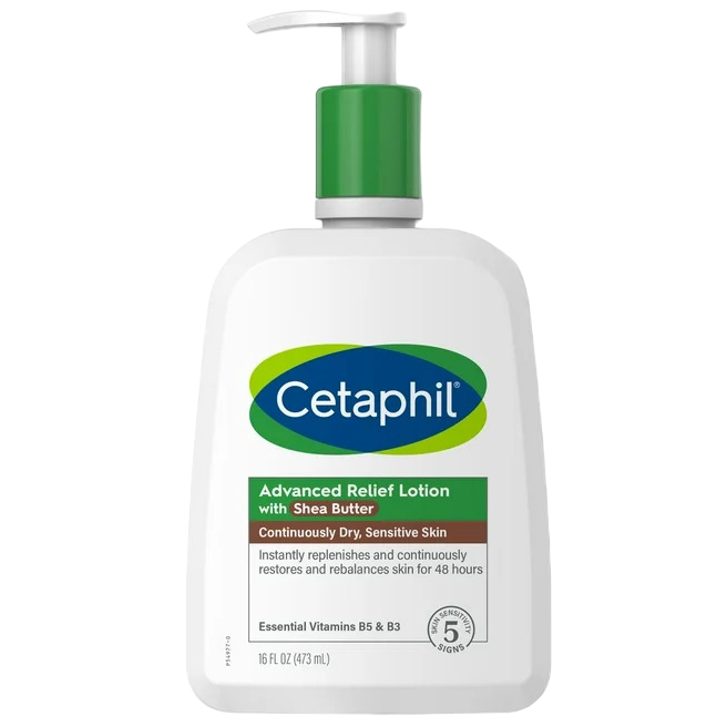 Lotiune de Corp, Cetaphil, Advanced Relief Lotion, pentru Hidratarea si Calmarea Pielii Uscate si Sensibile, fara Parfum, cu Unt de Shea, 473ml