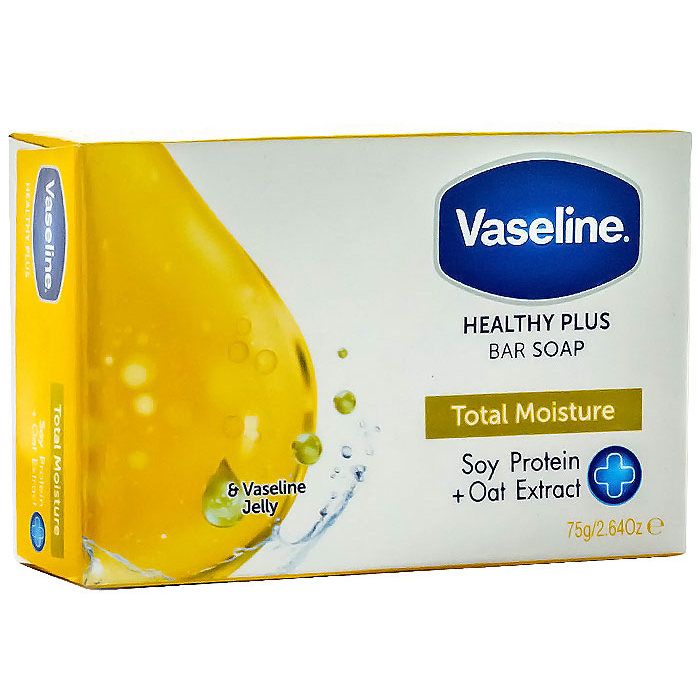Sapun Solid, Vaseline, Total Moisture, cu Extract de Ovaz si Proteina din Soia, Efect Hidratare Intensiva, 75gr