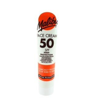 Cremă protecție solară, Malibu, SPF 50, Protecție ridicată, Hidratare, Rezistentă la apă, 40 ml